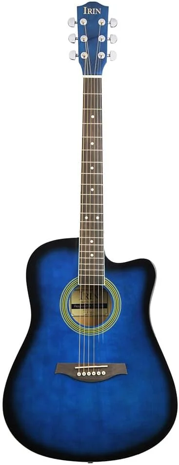 گیتار فولک 41 اینچی، گیتار کلاسیک، گیتار حرفه ای بزرگسالان مبتدی، ساز زهی، ساز گیتار، گیتار آکوستیک، گیتار فولک، گیتار چوب باس (آبی)