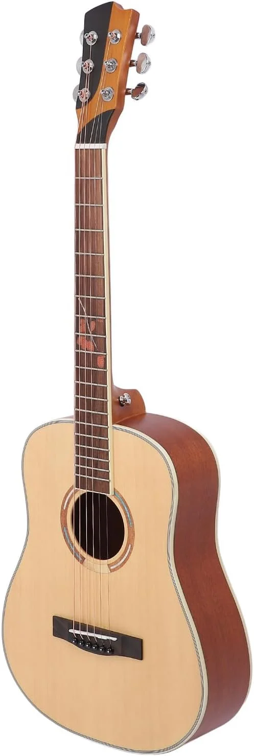 گیتار آکوستیک 34 اینچی Eujgoov، ایده آل برای اجراهای صحنه ای، با آداپتورهای EQ، صفحه انگشتی چوب لورل و گردن اوکوومه