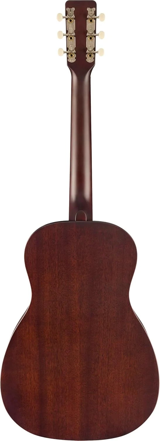 گیتار آکوستیک پارلور گرچ Jim Dandy Deltoluxe، با طراحی کلاسیک وینتیج، دارای صفحه انگشتی گردو و صدای خاص، مناسب برای سبک های فولک و فینگرپیکینگ، با پیک گارد لاک پشتی، به رنگ مشکی