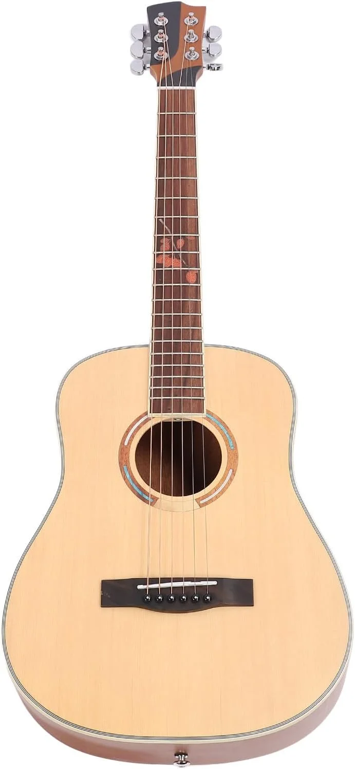 گیتار آکوستیک 34 اینچی Eujgoov، ایده آل برای اجراهای صحنه ای، با آداپتورهای EQ، صفحه انگشتی چوب لورل و گردن اوکوومه