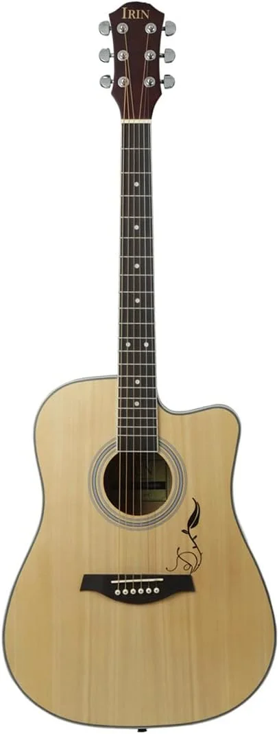 گیتار 41 اینچی، گیتار صنوبر با کنده کاری، گیتار آکوستیک مسافرتی برای مبتدیان بزرگسال، ساز گیتار، ساز زهی، گیتار فولک، گیتار آکوستیک