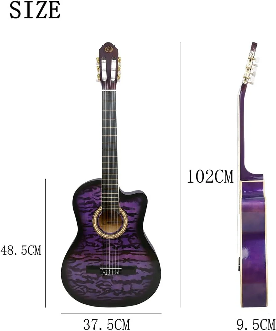 گیتار کلاسیک 39 اینچی، گیتار آکوستیک با صفحه صنوبر، گیتار درجه یک مناسب اجرا برای بزرگسالان، ساز موسیقی، گیتار صنوبر، گیتار فولک، ساز زهی، گیتار آکوستیک (بنفش) گیتار کلاسیک 39 اینچی، گیتار آکوستیک با صفحه صنوبر، گیتار درجه یک مناسب اجرا برای بزرگسالان، ساز موسیقی، گیتار صنوبر، گیتار فولک، ساز زهی، گیتار آکوستیک (بنفش)