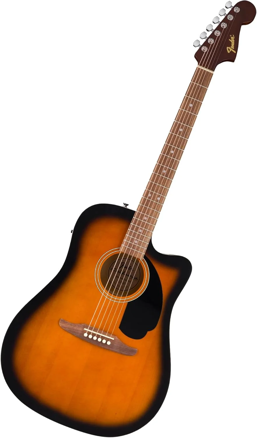گیتار آکوستیک کات اوی Fender California Debut Redondo Dreadnought، صفحه صنوبر، پیک گارد مشکی، 2 Tone-Sunburst