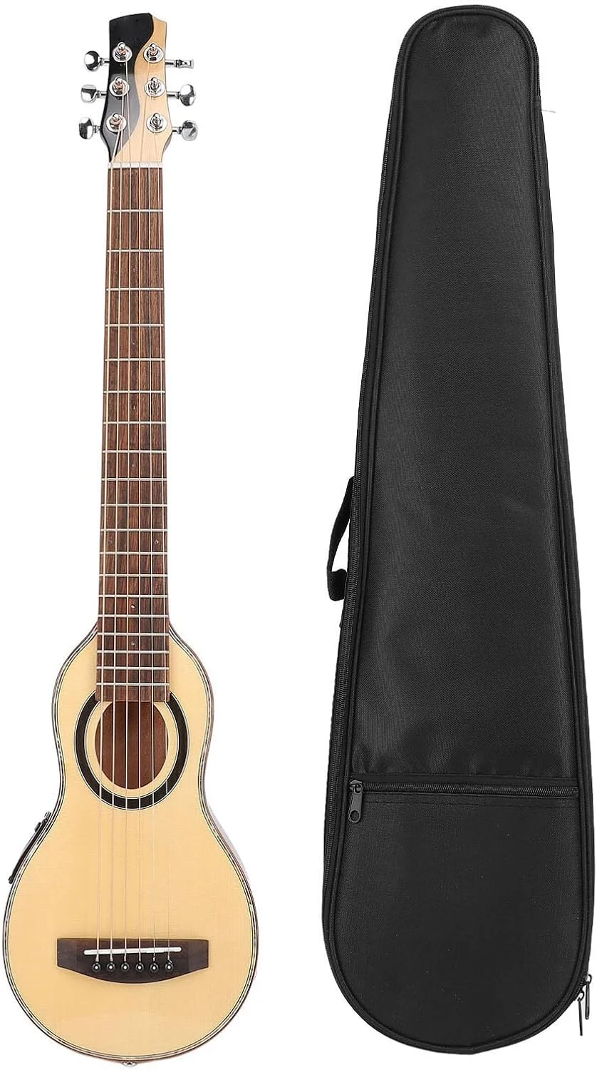 گیتار آکوستیک مبتدی، گیتار کلاسیک 32 اینچی با 6 سیم، تیونر داخلی، گیتار تمرینی برای نوازندگان مبتدی گیتار به همراه کیف مشکی
