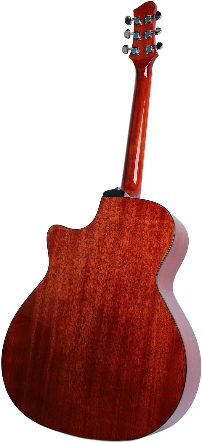 گیتار آکوستیک، گیتار فولک رزوود هندی، بسته شروع کننده مبتدی، کاملاً مجهز، بافت زیبا، آینه بهبود یافته، طول عمر بالا برای دوستداران موسیقی