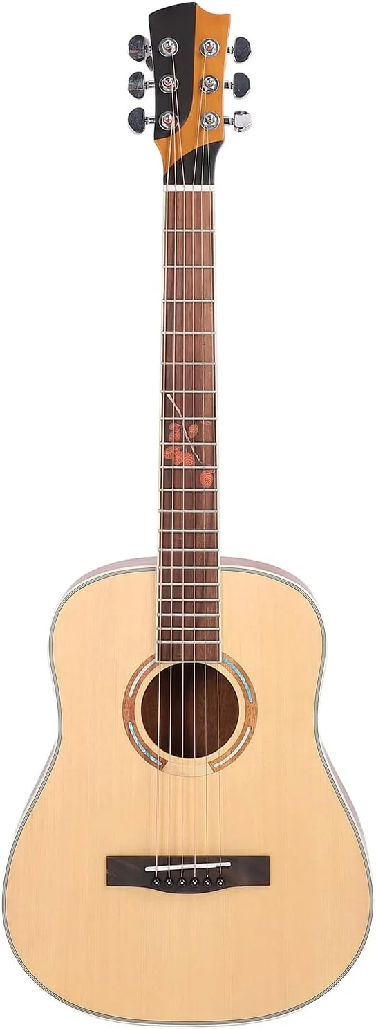 گیتار آکوستیک، ساز موسیقی گیتار فولک قابل حمل 34 اینچی با 6 سیم برای مبتدیان