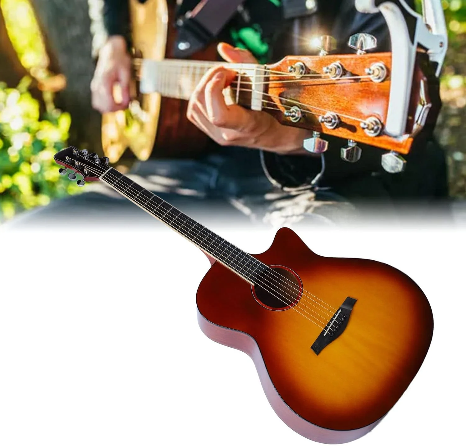 گیتار آکوستیک، گیتار فولک رزوود هندی، بسته شروع کننده مبتدی، کاملاً مجهز، بافت زیبا، آینه بهبود یافته، طول عمر بالا برای دوستداران موسیقی گیتار آکوستیک، گیتار فولک رزوود هندی، بسته شروع کننده مبتدی، کاملاً مجهز، بافت زیبا، آینه بهبود یافته، طول عمر بالا برای دوستداران موسیقی