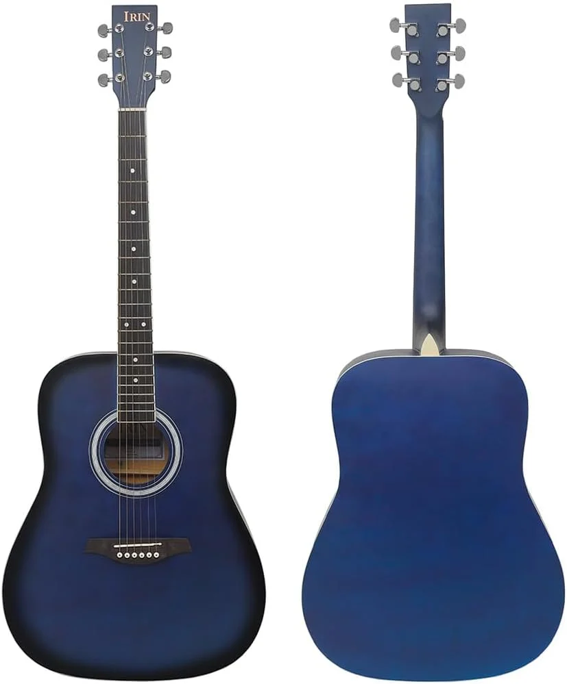 گیتار آکوستیک، گیتار ۴۱ اینچی، گیتار فولک، گیتار تمرینی مبتدی بزرگسالان، گیتار آکوستیک فولک گرد چوب لیندن، ساز زهی، ساز گیتار، گیتار آکوستیک، گیتار (آبی)