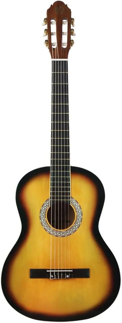 گیتار آکوستیک، گیتار 39 اینچی، گیتار کلاسیک، گیتار مبتدی، ساز تمرینی دانشجویی مردانه و زنانه، ساز زهی، گیتار چوب Linden، نواختن گیتار (غروب آفتاب)