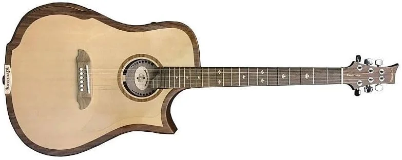 گیتار آکوستیک Tradition 2 P، صفحه رویی صنوبر لوتز، بدنه گردو، ساخت کانادا، به همراه پری امپ B-Band، اکولایزر، تیونر، Cutaway، رینگ صدا و کیف Deluxe - گیتار حرفه ای برای استیج و استودیو