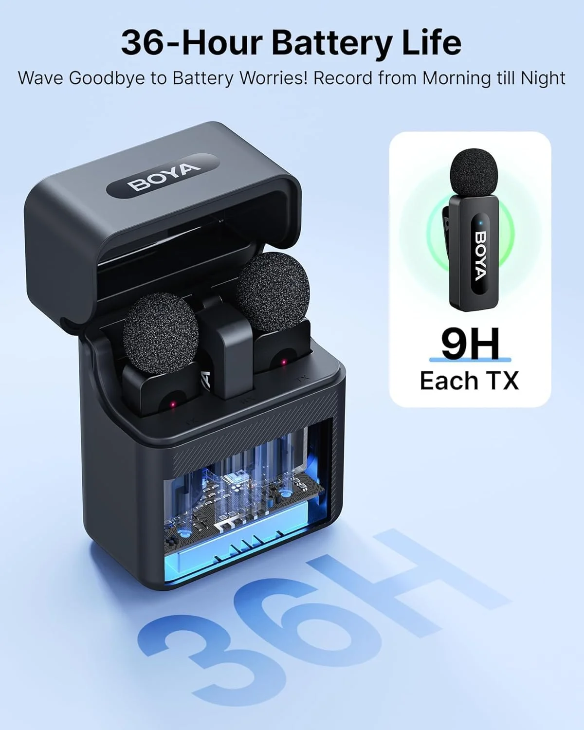 میکروفون یقهای بیسیم BOYA V30 برای آیفون/اندروید/کامپیوتر/لپتاپ با اتصال USB-C، عمر باتری 36 ساعته با جعبه شارژ، حذف نویز، میکروفون گیرهای، میکروفون مینی بیسیم میکروفون یقهای بیسیم BOYA V30 برای آیفون/اندروید/کامپیوتر/لپتاپ با اتصال USB-C، عمر باتری 36 ساعته با جعبه شارژ، حذف نویز، میکروفون گیرهای، میکروفون مینی بیسیم