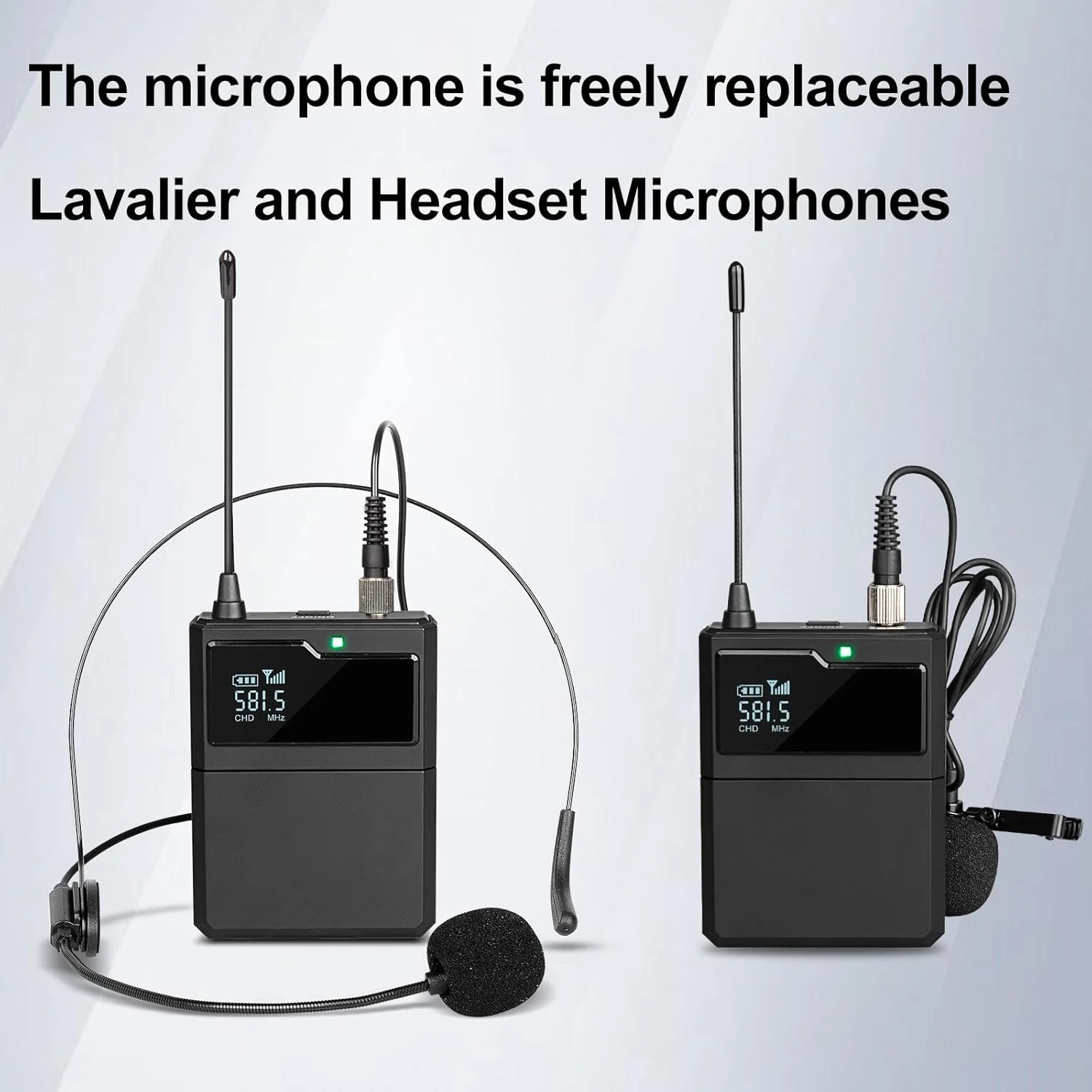 میکروفون بی سیم 4 کاناله Depusheng R6 به همراه میکروفون یقه ای و هدست بی سیم، گیرنده فلزی ایده آل برای آواز خواندن، کارائوکه، مهمانی ها و عروسی ها