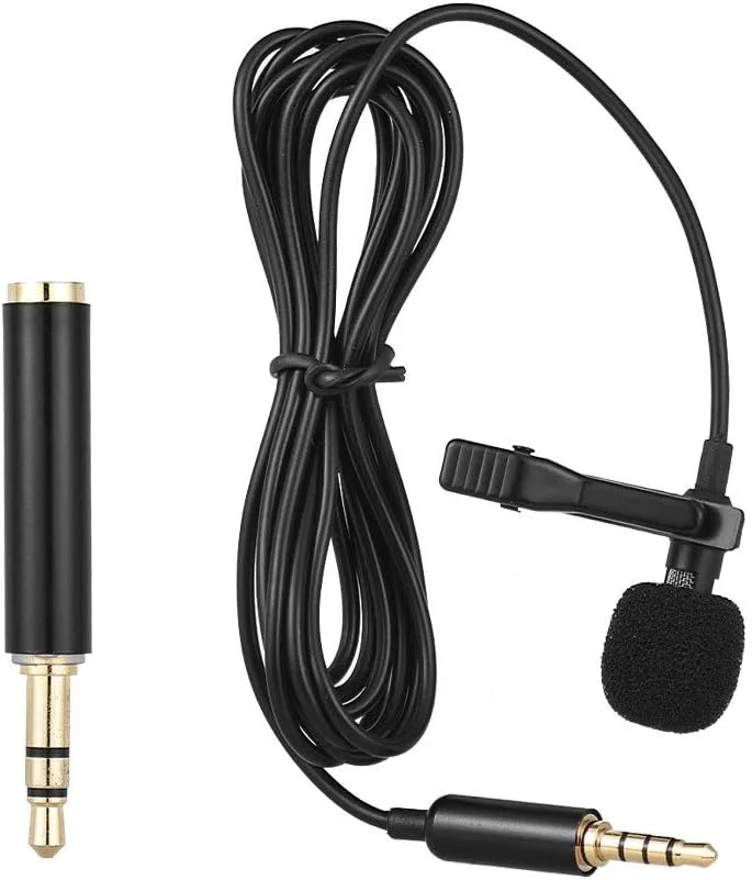 میکروفون یقه‌ای حرفه‌ای، میکروفون همه جهته با سیستم گیره آسان، مناسب برای دوربین گوشی هوشمند، پخش زنده، مصاحبه‌های پادکست.