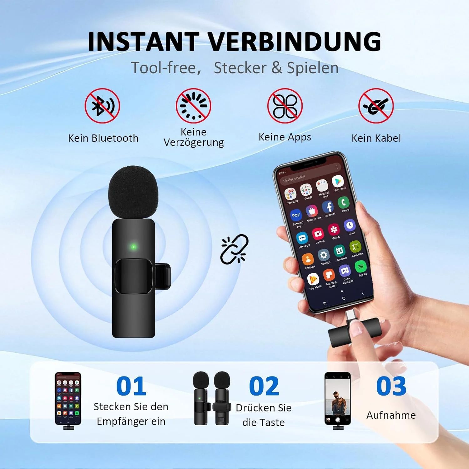 میکروفون بیسیم یقهای برای آیفون و اندروید، حذف نویز، برد 20 متری، عمر باتری 16 ساعته، میکروفون لاوالیر برای یوتیوب، تیکتاک، پادکستها و پخش زنده میکروفون بیسیم یقهای برای آیفون و اندروید، حذف نویز، برد 20 متری، عمر باتری 16 ساعته، میکروفون لاوالیر برای یوتیوب، تیکتاک، پادکستها و پخش زنده