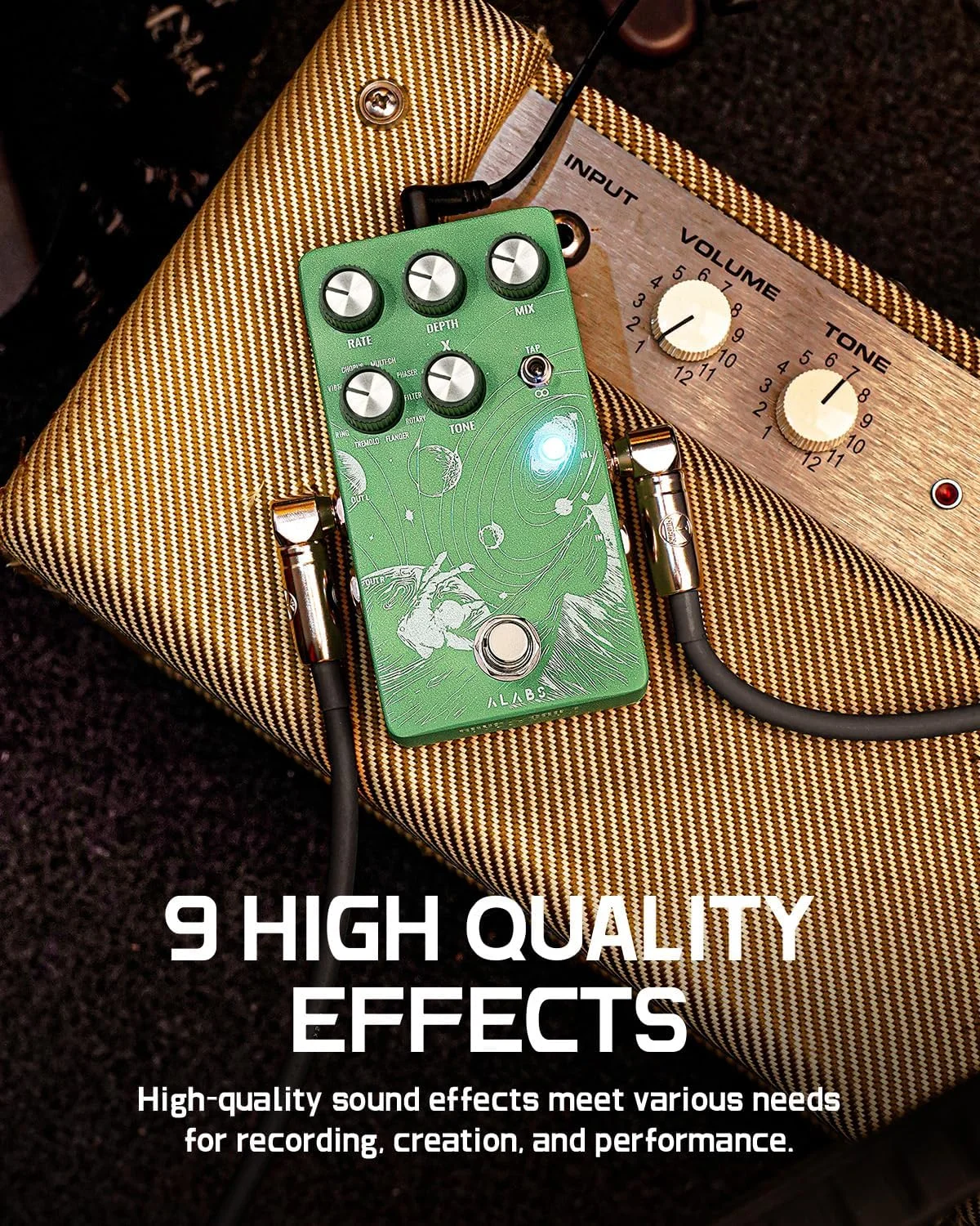 پدالهای مدولاسیون ALABS NOVADRIFT برای گیتار الکتریک، پدال گیتار با 9 افکت استریو مد، دستگاه افکت - Analog Dry Through، Tap Tempo، True Bypass، کنترل Multi-Expression پدالهای مدولاسیون ALABS NOVADRIFT برای گیتار الکتریک، پدال گیتار با 9 افکت استریو مد، دستگاه افکت - Analog Dry Through، Tap Tempo، True Bypass، کنترل Multi-Expression