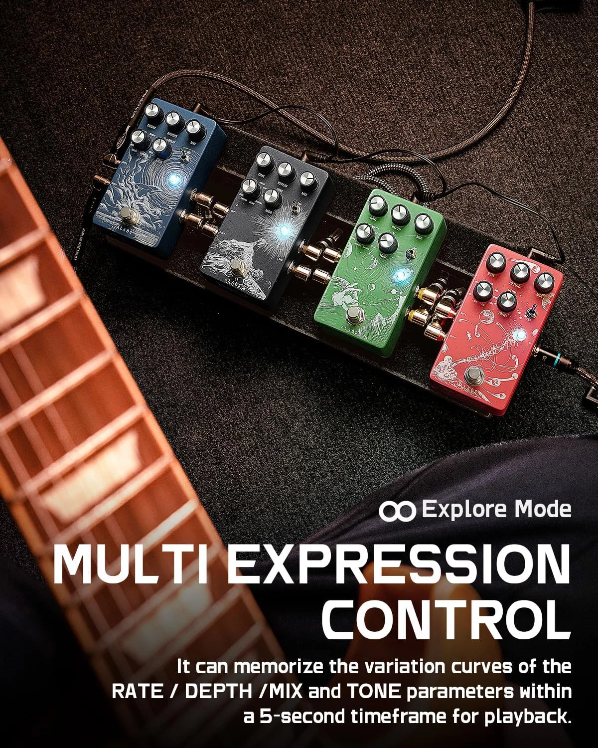 پدالهای مدولاسیون ALABS NOVADRIFT برای گیتار الکتریک، پدال گیتار با 9 افکت استریو مد، دستگاه افکت - Analog Dry Through، Tap Tempo، True Bypass، کنترل Multi-Expression پدالهای مدولاسیون ALABS NOVADRIFT برای گیتار الکتریک، پدال گیتار با 9 افکت استریو مد، دستگاه افکت - Analog Dry Through، Tap Tempo، True Bypass، کنترل Multi-Expression