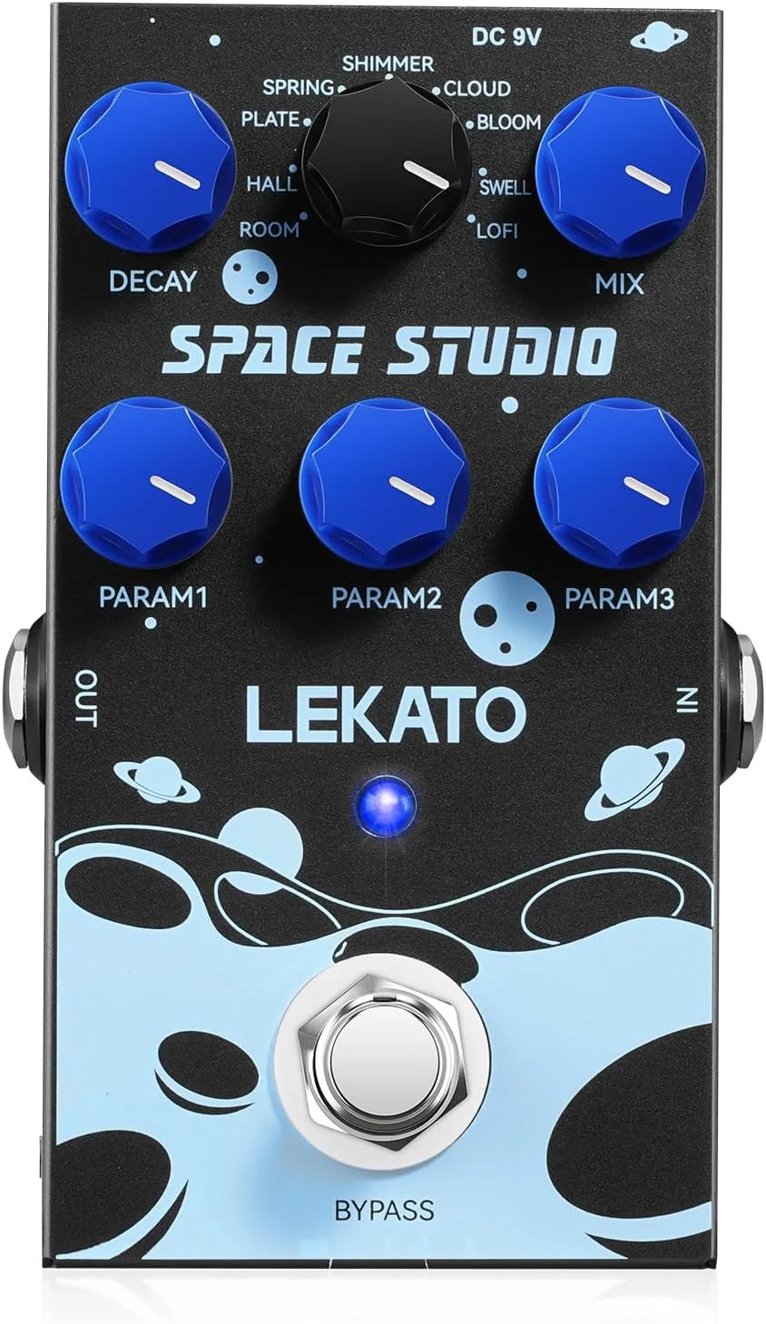 پدال ریورب LEKATO با 9 افکت ریورب دیجیتال برای گیتار الکتریک