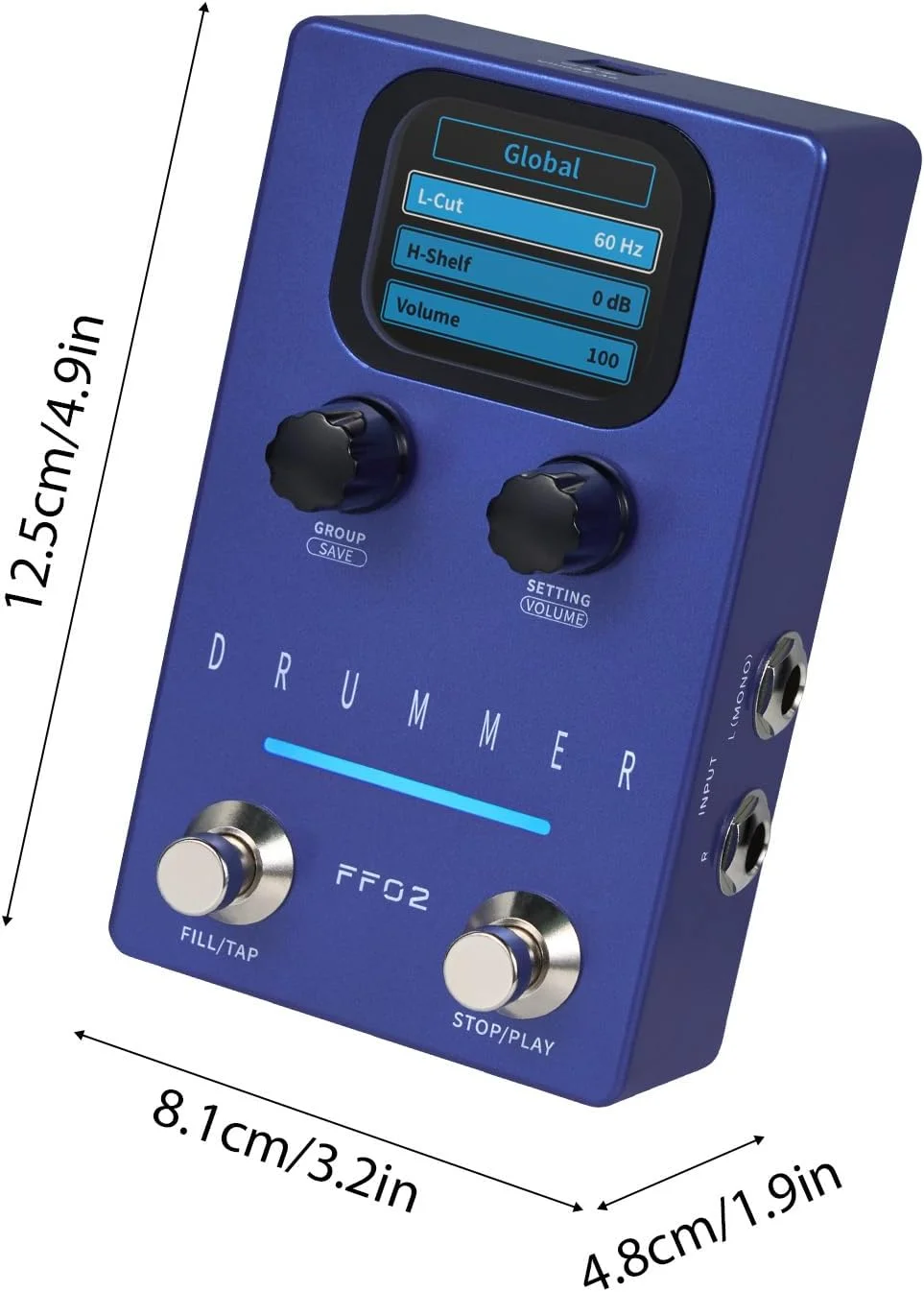 پدال افکت گیتار ماشین درام، 121 شیار درام 11 سبک ریتم، پدال افکت گیتار ریتمیک با شیارهای قابل تنظیم، مناسب برای اجرای زنده، استودیو، اجرا (دوشاخه EU)
