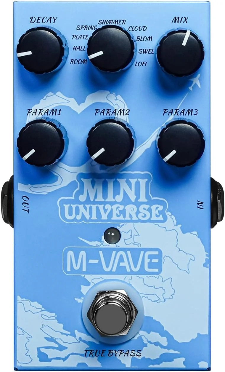 پدال گیتار M-VAVE MINI-UNIVERSE - افکت ریورب دیجیتال چند منظوره با 9 تُن منحصر به فرد و رابط کاربری آسان، رابط های متعدد منبع تغذیه