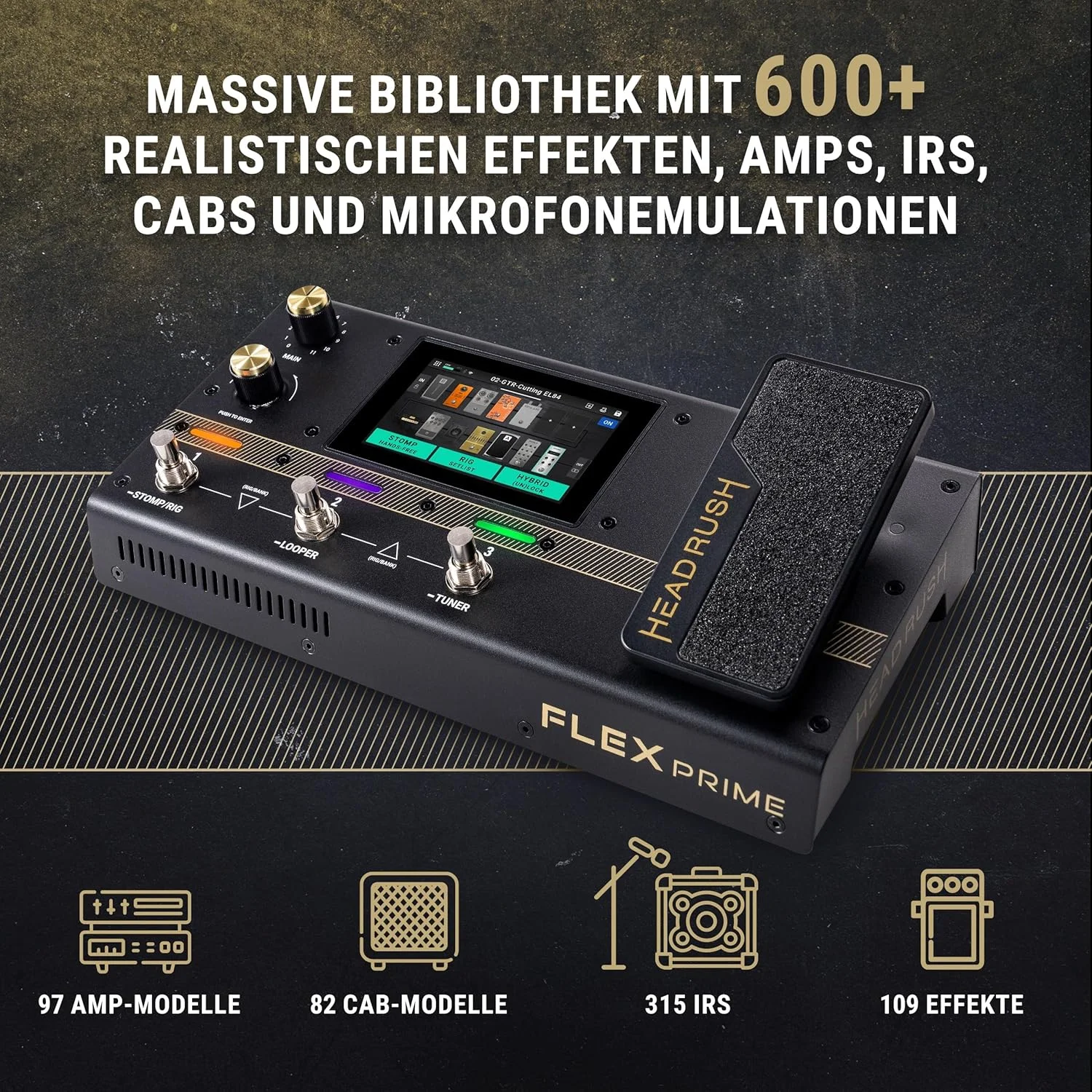 پدال مولتی افکت گیتار و بیس HeadRush Flex Prime و پردازنده مدلینگ آمپ با صفحه لمسی، لوپر، وای فای، بلوتوث، IR Loader، USB، آموزش