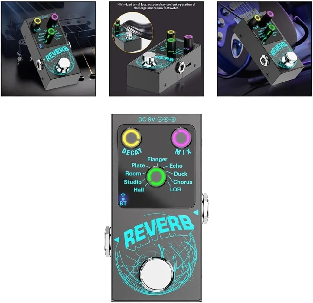 دستگاه افکت ریورب گیتار، دستگاه مولتی افکت برای گیتار، 9 ریورب دیجیتال، پدال افکتور ریورب دیجیتال گیتار توکار، مشکی (12 x 8 x 3cm) دستگاه افکت ریورب گیتار، دستگاه مولتی افکت برای گیتار، 9 ریورب دیجیتال، پدال افکتور ریورب دیجیتال گیتار توکار، مشکی (12 x 8 x 3cm)