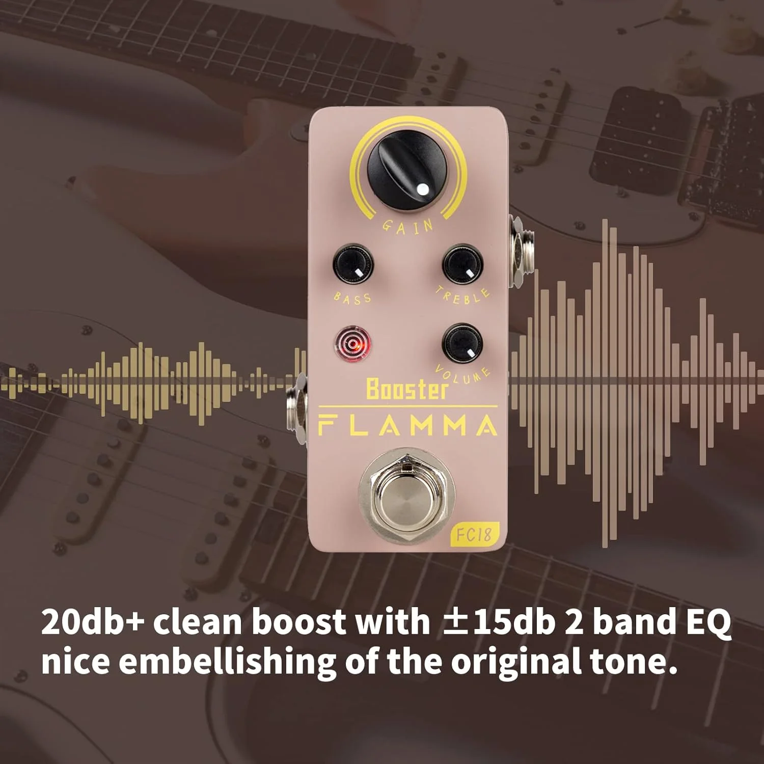 پدال بوستر FLAMMA FC18 برای گیتار الکتریک و باس، اندازه جمع و جور، بای‌پس واقعی