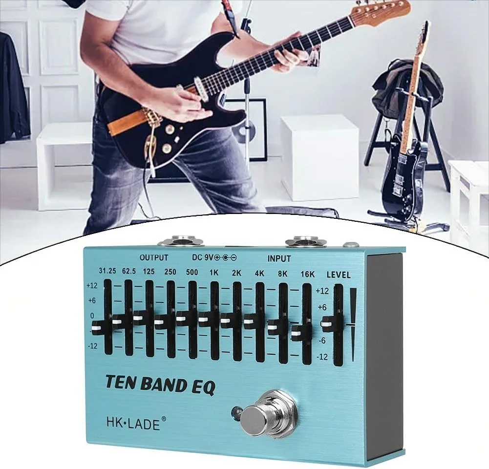 پدال اکولایزر 10 باندی برای گیتار و باس، طراحی ترو بایپس با محدوده فرکانسی گسترده و کنترل کننده حجم خروجی، ساختار آلومینیومی قابل حمل پدال اکولایزر 10 باندی برای گیتار و باس، طراحی ترو بایپس با محدوده فرکانسی گسترده و کنترل کننده حجم خروجی، ساختار آلومینیومی قابل حمل