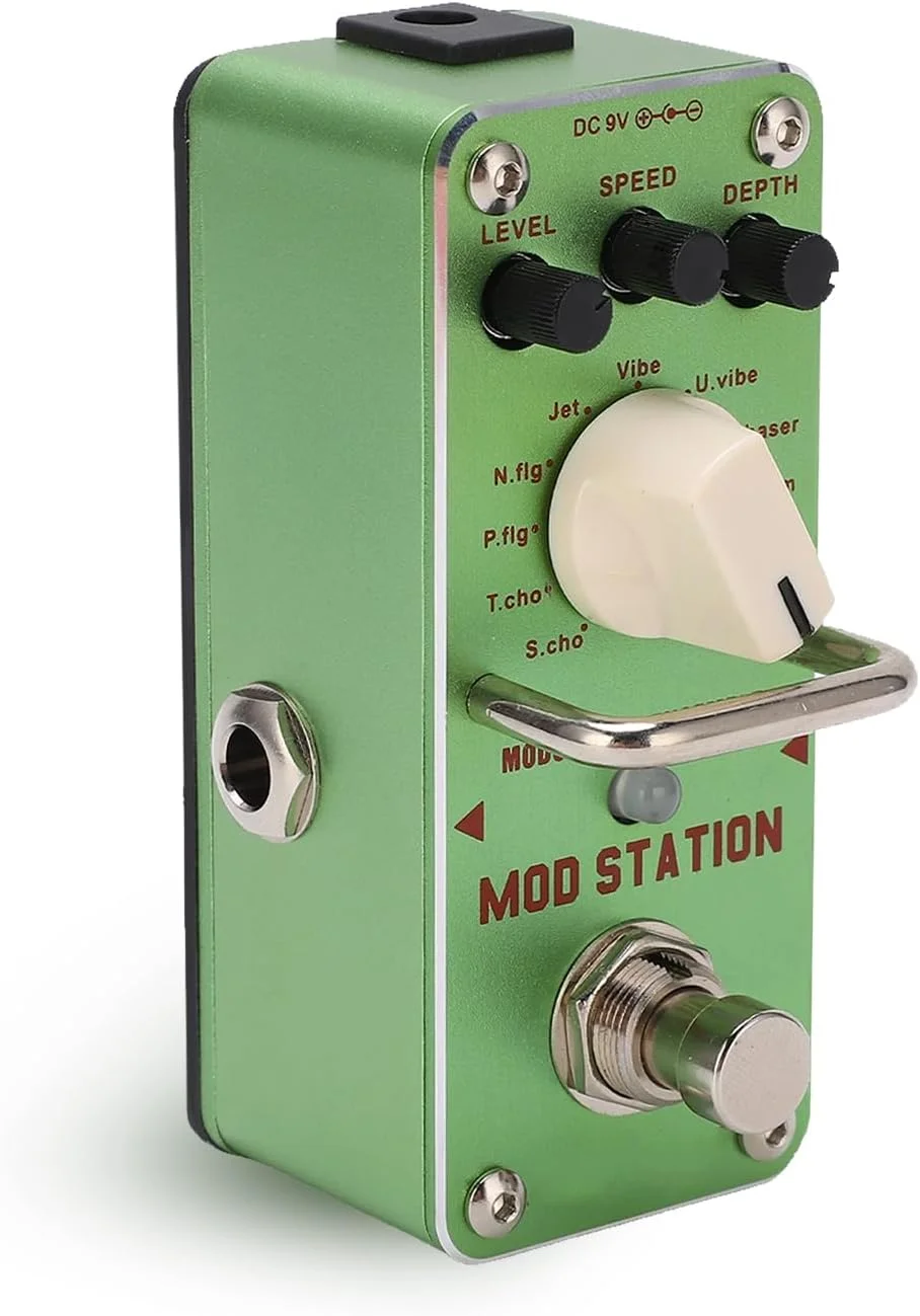 دستگاه افکت گیتار الکتریک، MOD STATION 11 افکت، مجموعه مدولاسیون با بدنه فلزی، لوازم جانبی برای علاقه مندان به گیتار، سبز