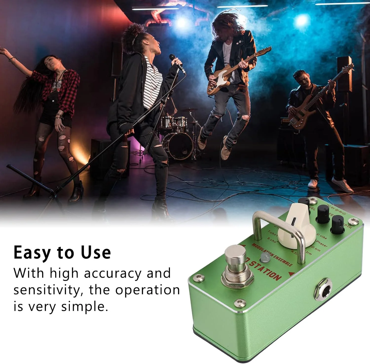 دستگاه افکت گیتار الکتریک، MOD STATION 11 افکت، مجموعه مدولاسیون با بدنه فلزی، لوازم جانبی برای علاقه مندان به گیتار، سبز