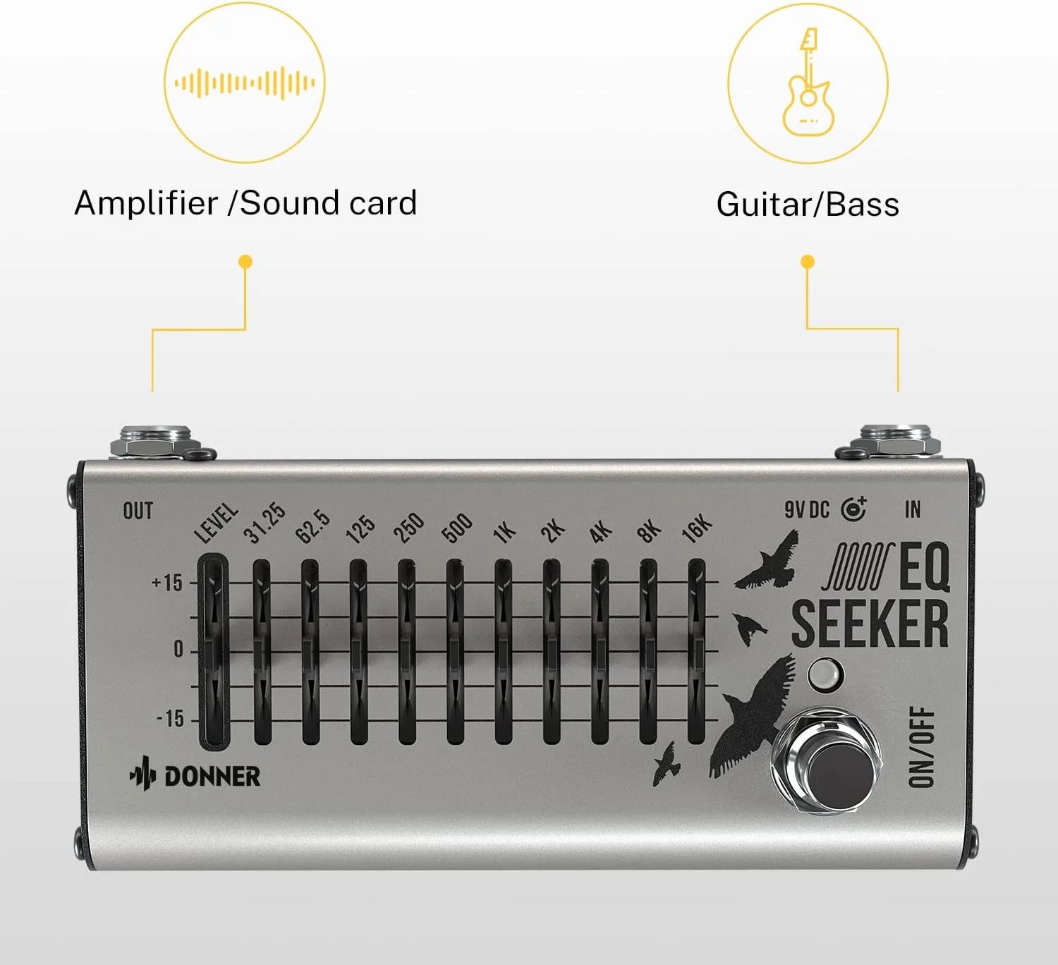 پدال اکولایزر Donner، پدال اکولایزر 10 باندی، EQ-Seeker برای گیتار و باس، True Bypass پدال اکولایزر Donner، پدال اکولایزر 10 باندی، EQ-Seeker برای گیتار و باس، True Bypass
