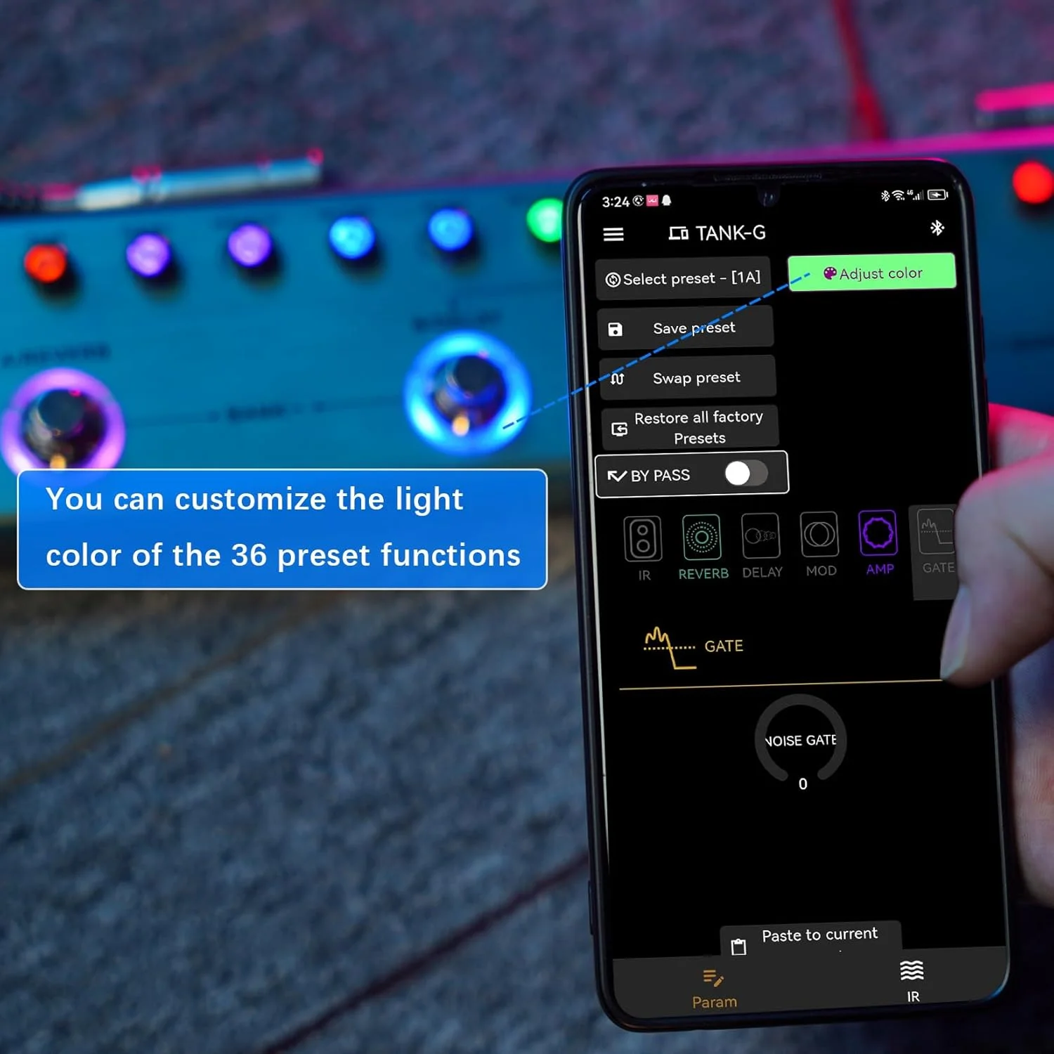 پدال افکت گیتار دیجیتال چند افکتی M-VAVE Pure با ریورب، تاخیر TANK G V2، مُد و آمپلی‌فایر، دارای باتری لیتیومی قابل شارژ داخلی