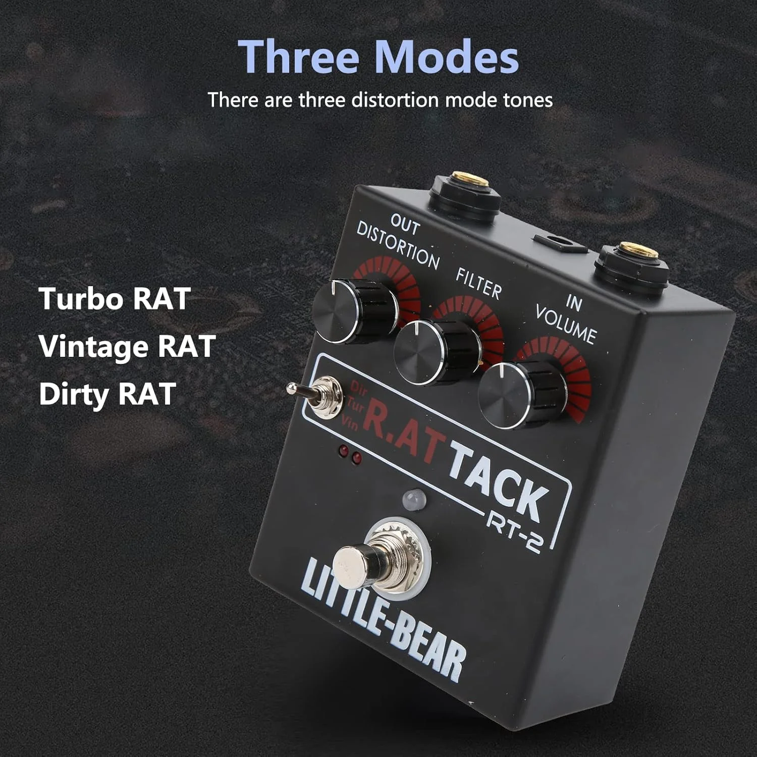 پدال دیستورشن گیتار، افکتور دیستورشن گیتار الکتریکی 3 حالته برای تُن RAT، لوازم جانبی افکت تکی LM308N