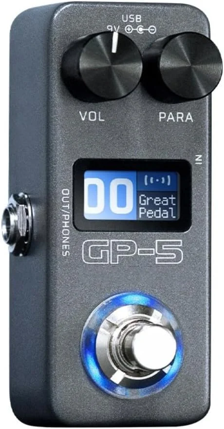 پردازشگر چند افکتی برای گیتار الکتریک با کارت صدای یکپارچه و ماشین درام، شبیه سازی، جنس ABS فشرده، 9.3 x 4.2 x 5.2 سانتی متر، طراحی خاکستری، DC، USB، بی سیم، Audio T