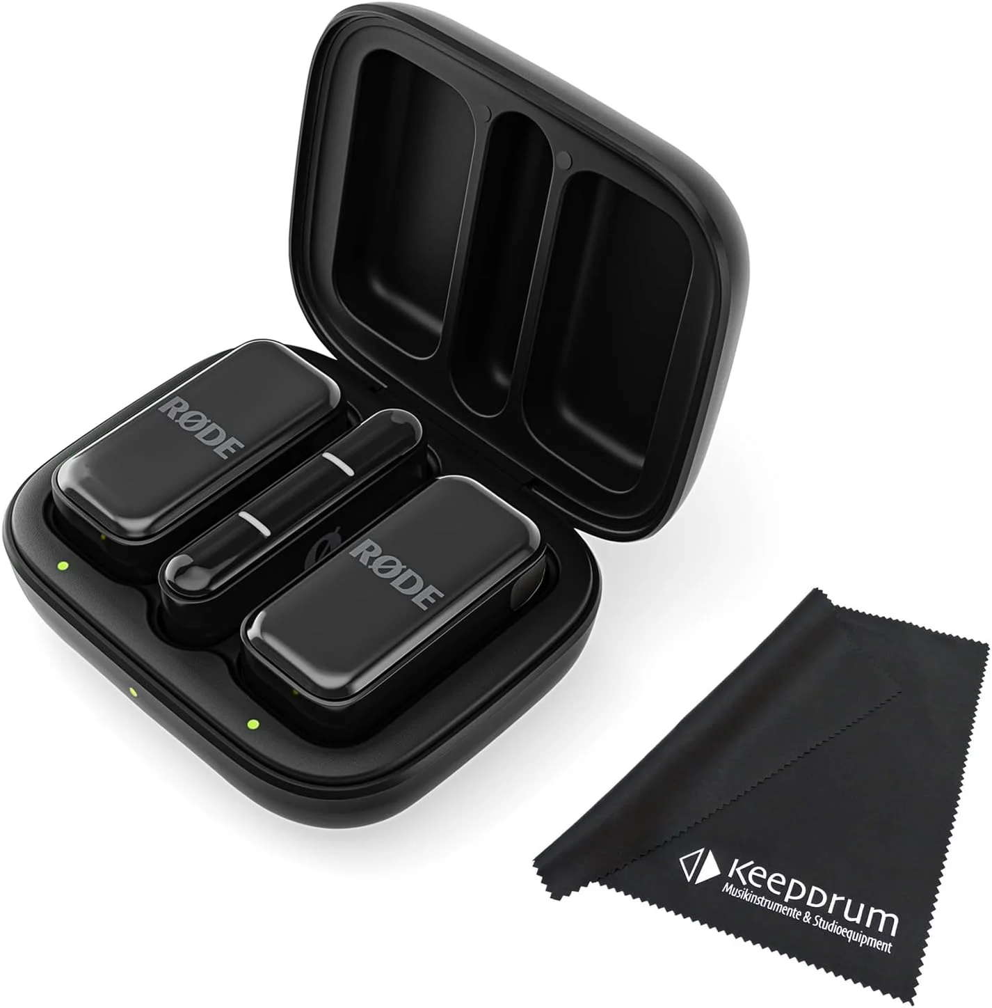 سیستم میکروفون بی‌سیم USB-C برای گوشی‌های هوشمند به همراه دستمال میکروفایبر keepdrum