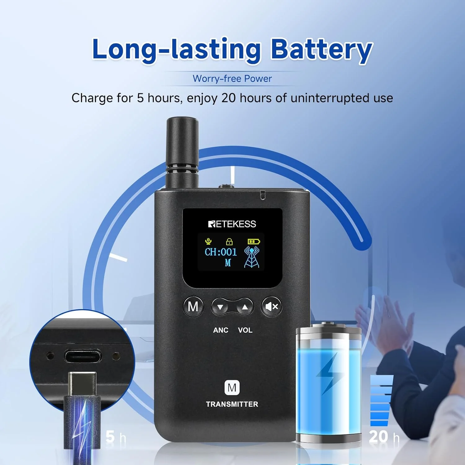 سیستم راهنمای تور بیسیم Retekess TT129 با 3 فرستنده، سیستم هدست راهنمای تور صوتی، فول دوبلکس، فاصله 100 متری، 20 ساعت زمان آماده به کار، عملکرد تک لمسی، برای آموزش سیستم راهنمای تور بیسیم Retekess TT129 با 3 فرستنده، سیستم هدست راهنمای تور صوتی، فول دوبلکس، فاصله 100 متری، 20 ساعت زمان آماده به کار، عملکرد تک لمسی، برای آموزش