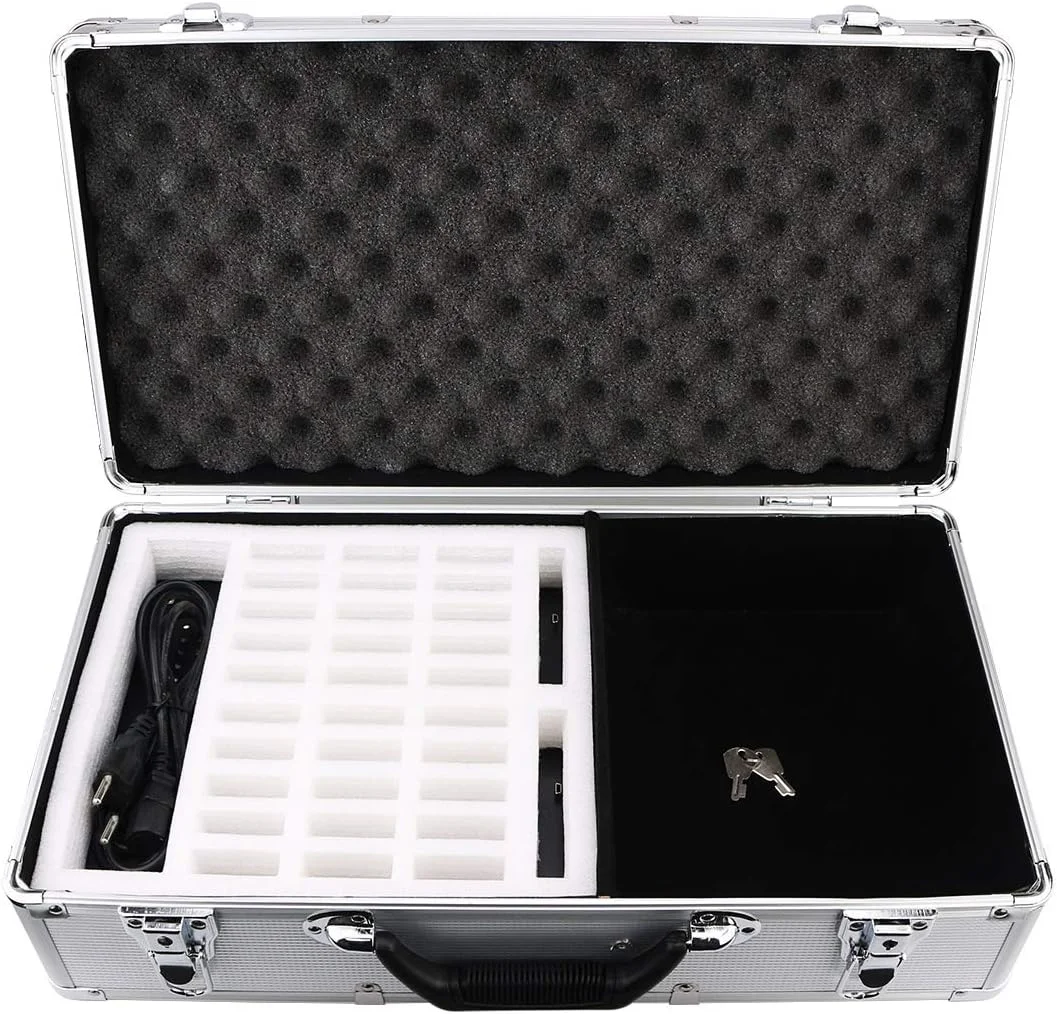 کیف شارژ سیستم راهنمای تور Retekess T130، جعبه نگهداری قابل حمل با 32 اسلات، کیف حمل محکم و ساختار یافته برای سیستم راهنمای تور بی سیم Retekess T130, T130S