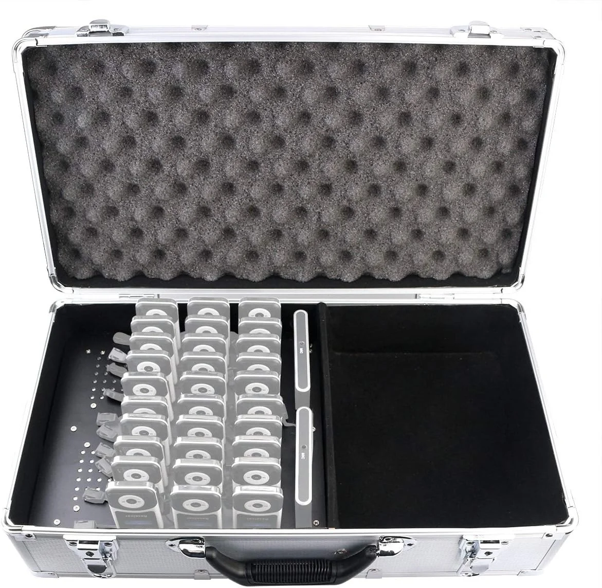 کیف شارژ سیستم راهنمای تور Retekess T130، جعبه نگهداری قابل حمل با 32 اسلات، کیف حمل محکم و ساختار یافته برای سیستم راهنمای تور بی سیم Retekess T130, T130S کیف شارژ سیستم راهنمای تور Retekess T130، جعبه نگهداری قابل حمل با 32 اسلات، کیف حمل محکم و ساختار یافته برای سیستم راهنمای تور بی سیم Retekess T130, T130S