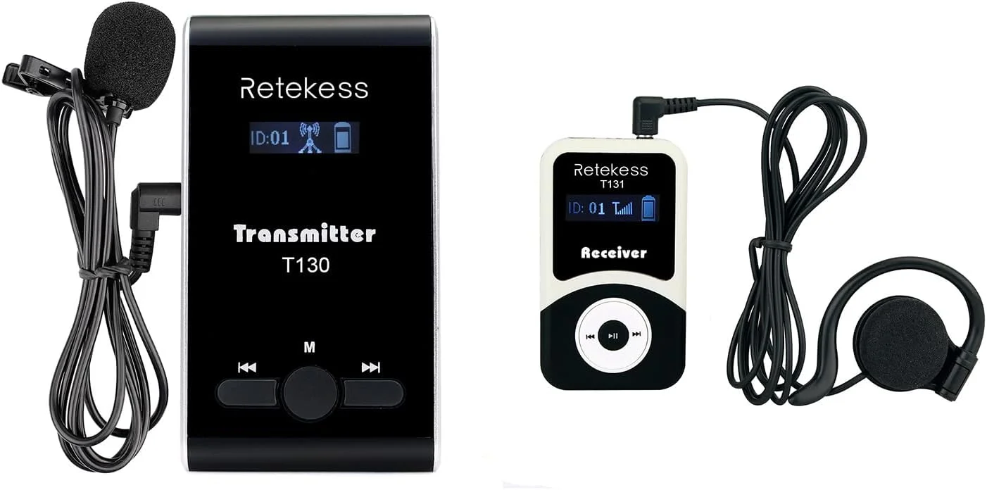 سیستم راهنمای تور بی سیم Retekess T130-T131، ساده و کاربردی، سیستم راهنمای صوتی، سیستم راهنمای صوتی آموزش اسب سواری، 99 کانال، برای آموزش اسب سواری