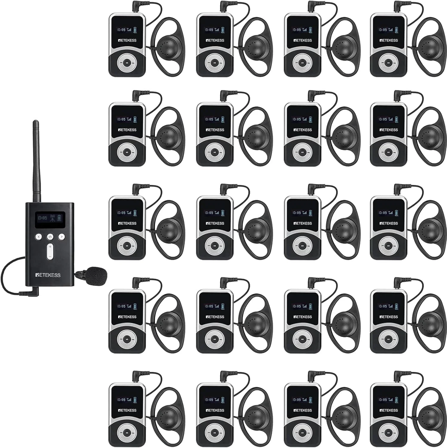 سیستم راهنمای تور Retekess T130S (T130 نسل دوم)، سیستم راهنمای صوتی بی‌سیم، 100 متر، عملکرد تک کلیک، قطع صدا با یک دکمه، ست راهنمای تور برای گردشگری، کارخانه، کنفرانس