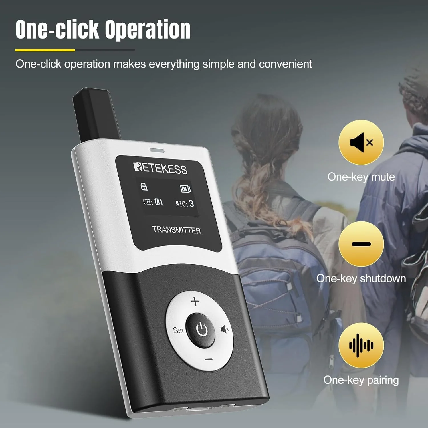 مجموعه سیستم راهنمای صوتی Retekess T130U (T130 4rd)، سیستم راهنمای تور بی سیم، 200 متر، 16 پورت شارژ USB، فرستنده با بلوتوث، عملکرد تک دکمه ای، برای موزه ها، تورهای کارخانه و کلیساها مجموعه سیستم راهنمای صوتی Retekess T130U (T130 4rd)، سیستم راهنمای تور بی سیم، 200 متر، 16 پورت شارژ USB، فرستنده با بلوتوث، عملکرد تک دکمه ای، برای موزه ها، تورهای کارخانه و کلیساها