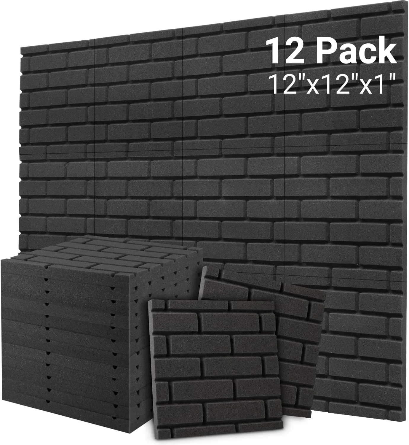 پنل های آکوستیک فوم آکوستیک، 12 عدد 30.5 x 30.5 x 2.5 سانتی متر عایق صدا پنل های دیواری جاذب صدا فوم آکوستیک برای استودیو صدا، پادکست ها، اتاق یوتیوب