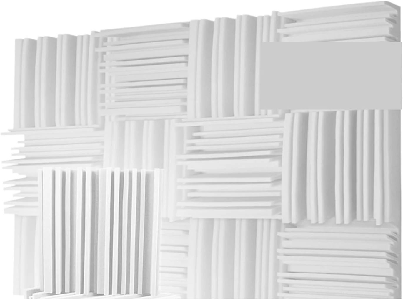 پنل های دیواری عایق صدا، بسته 12 عددی فوم جاذب صدا، پنل دیواری عایق صدا برای استودیو ضبط صدا، اتاق درام، پد عایق صدا (سفید، 30x30x5 سانتی متر، تراکم بالا)