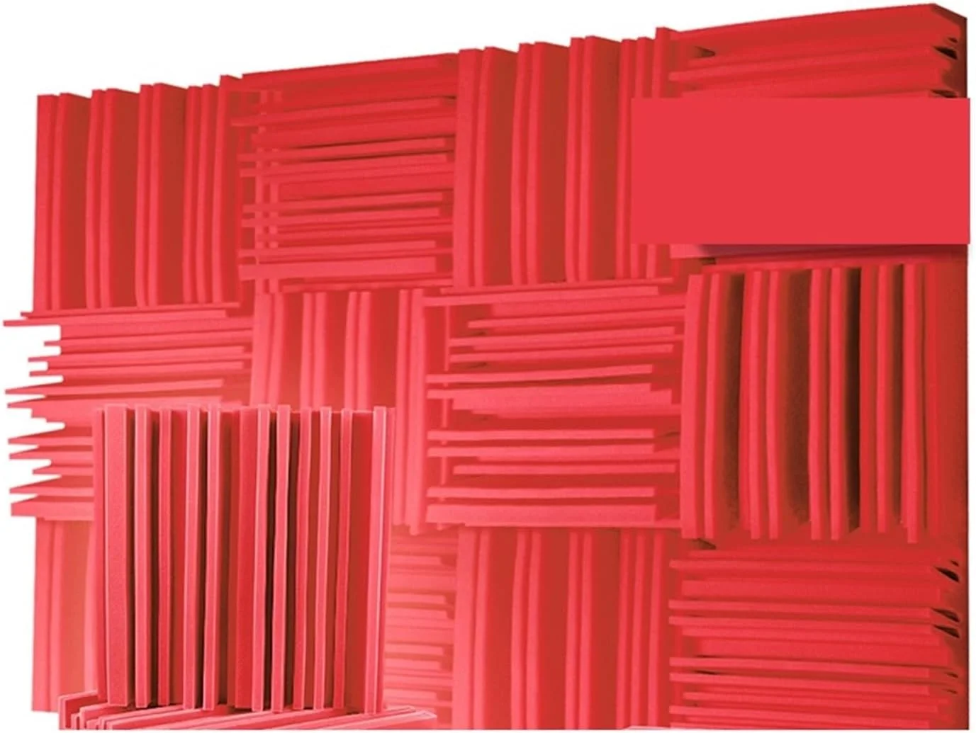 پنل های آکوستیک 12 عددی جذب صدا، پنل دیواری فوم عایق صدا برای استودیو ضبط صدا، اتاق درام، پد عایق صدا (قرمز، 30x30x5 سانتی متر، تراکم متوسط)