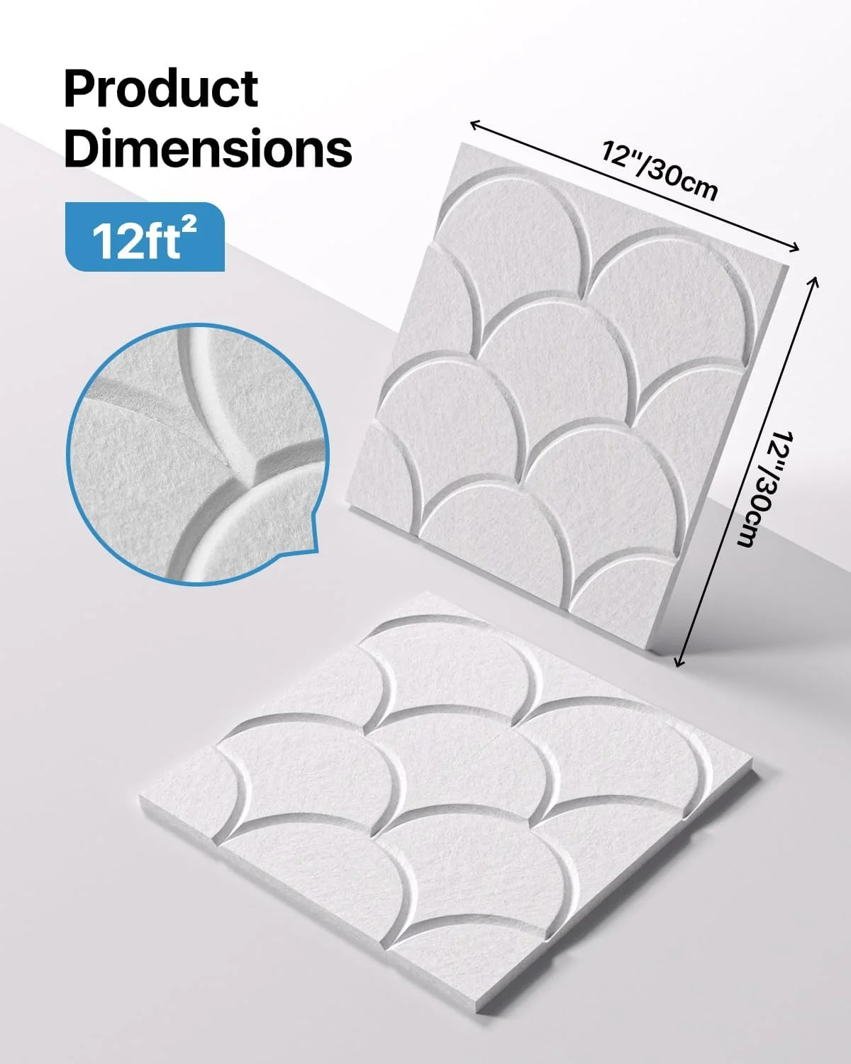 پنل آکوستیک 12 عددی ساندزبای، عایق صدا، پنل های آکوستیک پلی استر برای عایق صدا، پنل های عایق صدا برای تصفیه آکوستیک و دکوراسیون دیوار 30x30x0.9 سانتی متر