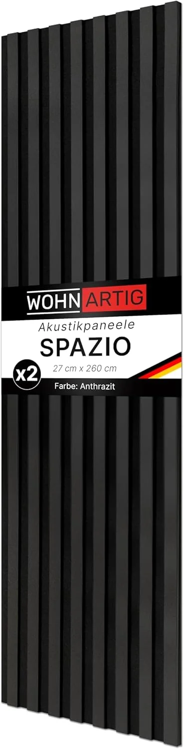 پنل آکوستیک SPAZIO 1.404 متر مربع - 260 سانتی متر x 54 سانتی متر * ست - (ست = 2 عدد 260 سانتی متر x 27 سانتی متر) | رنگ: آنتراسیت 693 | روکش دیوار | پنل آکوستیک | پنل های دیواری روی نمد | نمد آکوستیک