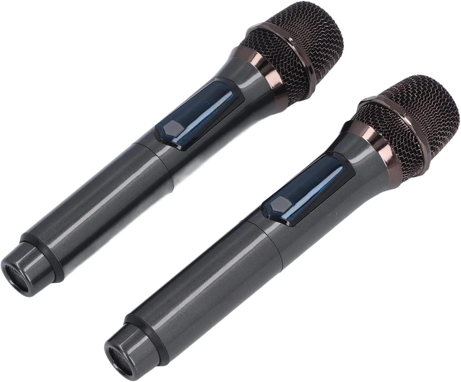 ست ۲ عددی میکروفون بی‌سیم با گیرنده - صفحه نمایش LED - میکروفون دستی سیم‌پیچ متحرک برای کارائوکه، جلسات و اجرا