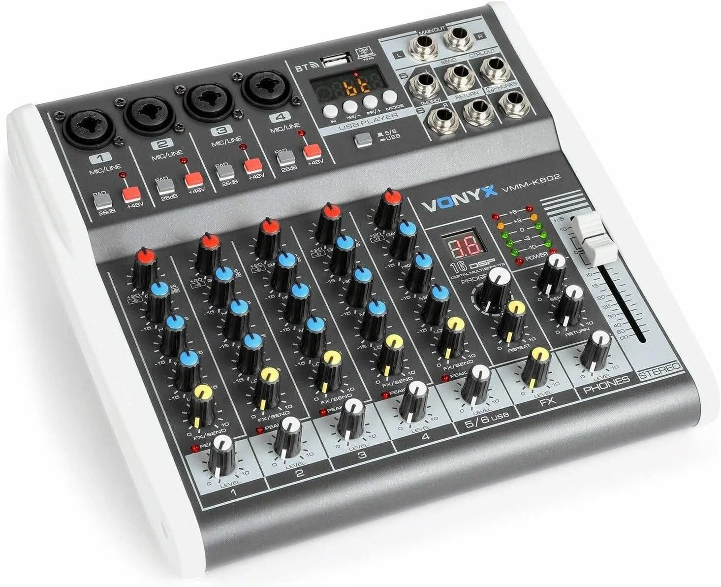 میکسر 6 کانال Vonyx VMM-K602 با بلوتوث و افکت ها