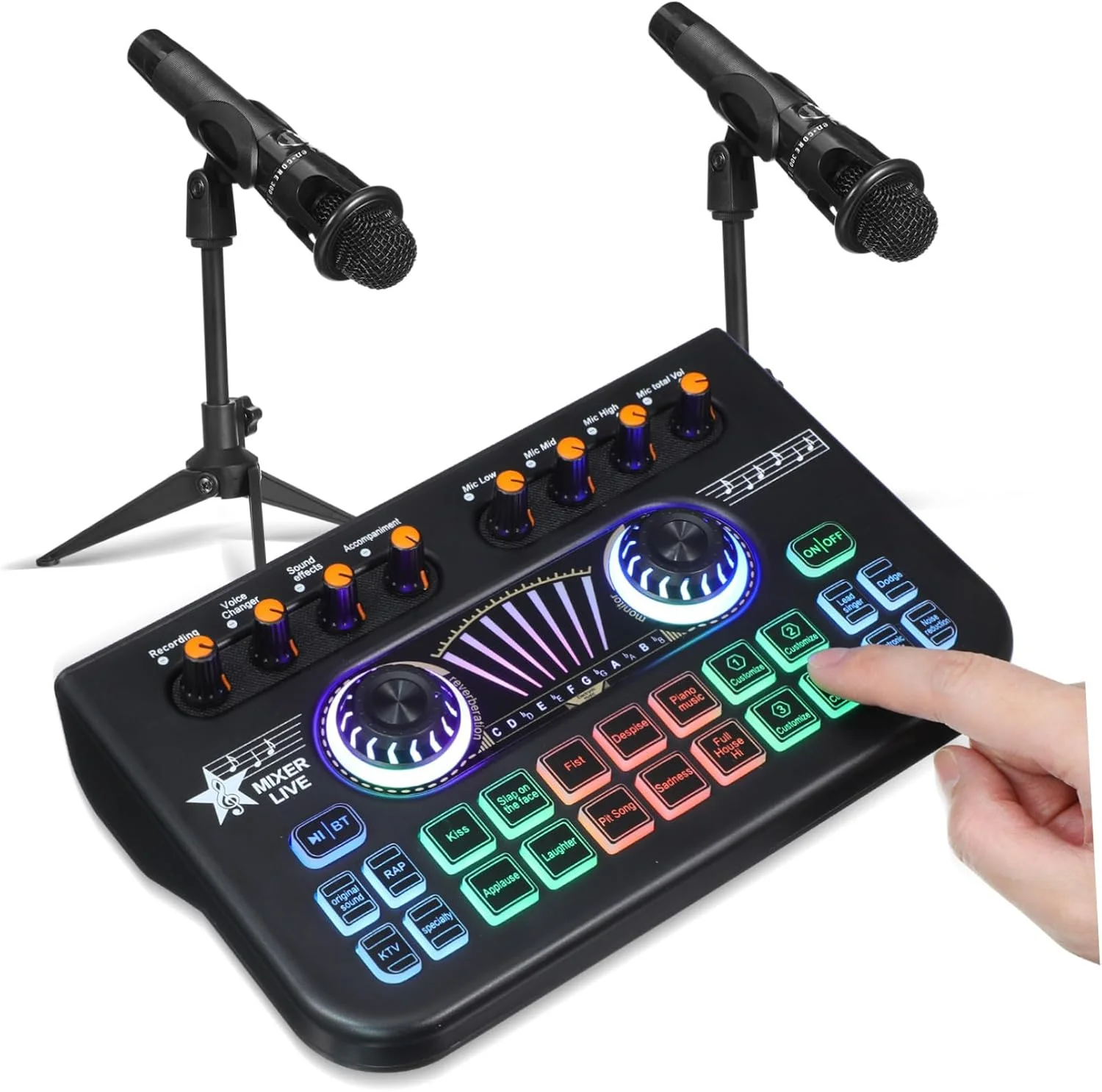 میکسر پادکست حرفه ای ULTECHNOVO با کارت صدای تغییر صدا و میکروفون رابط صوتی DJ همه کاره برای استریم زنده ضبط استودیو و بازی