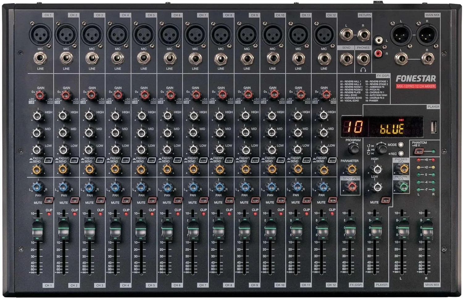 میکسر صدا FONESTAR مدل MIX-12PRO مناسب استودیو