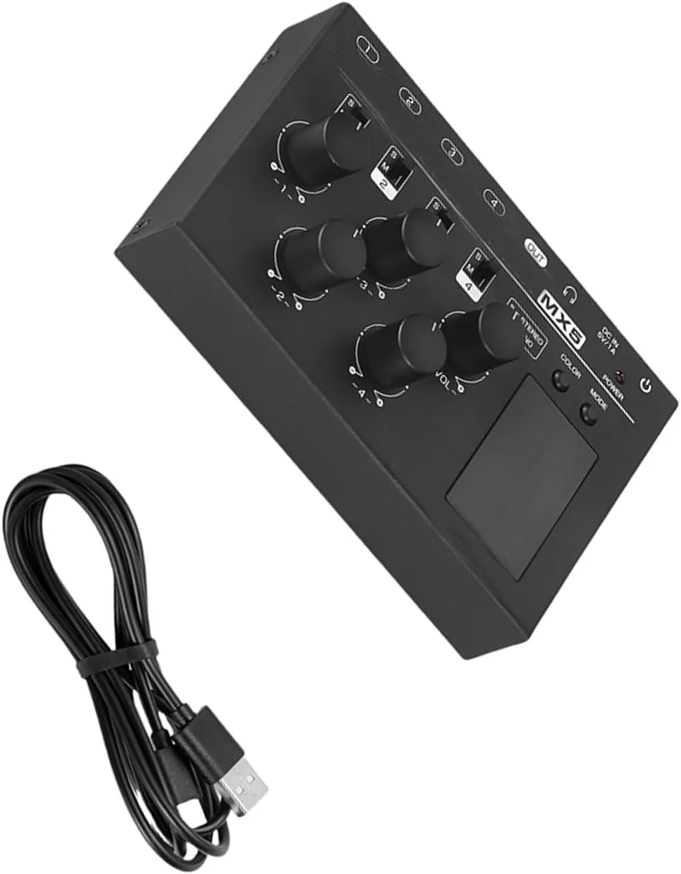 میکسر صدای استریو 4 کاناله تک کانال 6.35 میلی‌متری/3.5 میلی‌متری مناسب برای ضبط استودیویی، پخش زنده و صدای زنده با نمایشگر LED